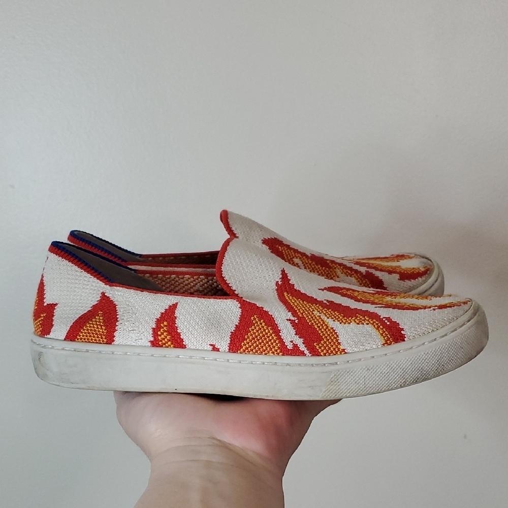 Rothy's Kids Flame Graphic Flats Size K3 White